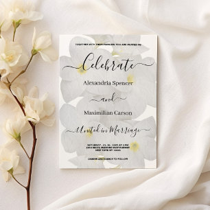 Invitation Élégant mariage à fleurs en dentelle jaune blanc