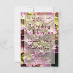 Invitation Élégant Mariage à fleurs rose jaune