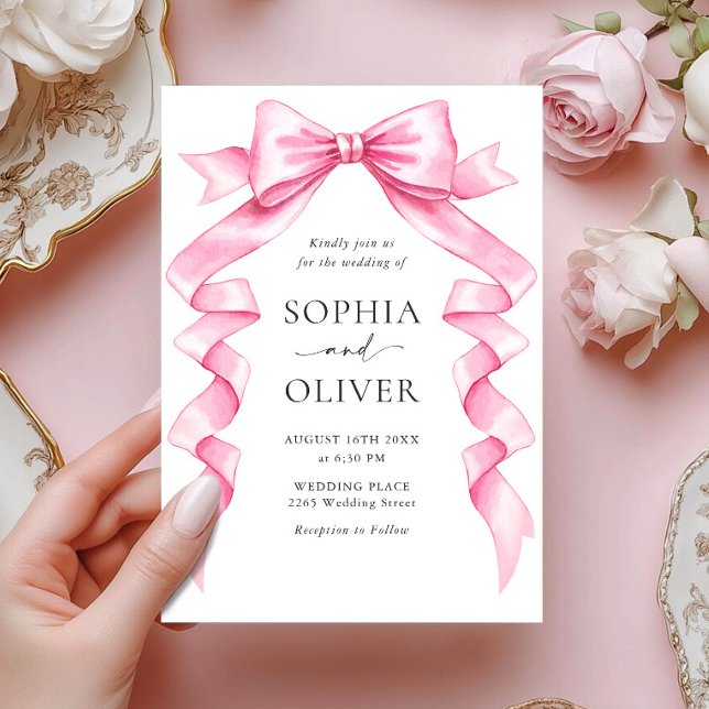 Invitation Élégant Mariage à mâchoire douce rose (Créateur téléchargé)