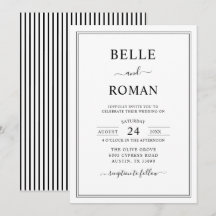 Élégant mariage à rayures noires et blanches