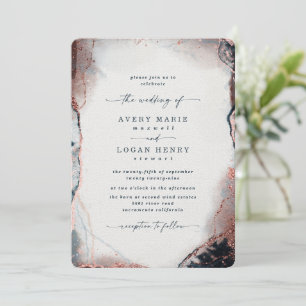 Invitation Elégant Mariage Abstrait Aquarelle Lune