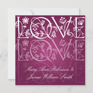 Invitation Élégant Mariage Amour Flourdissant Berry Pink