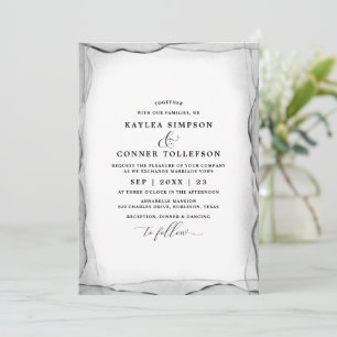 Invitation Élégant Mariage Aquarelle Abstraite Noir & Blanc