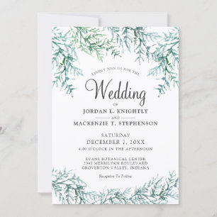 Invitation Elégant Mariage Aquarelle Pine