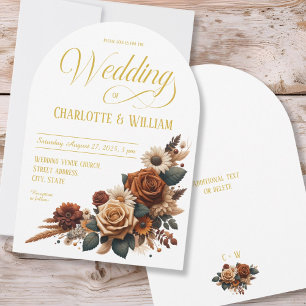 Invitation Élégant Mariage Arc Script Rustique Floral