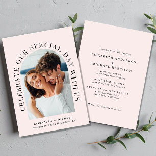 Invitation Élégant Mariage Arch Photo rose