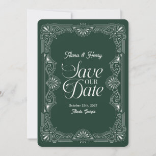 Invitation Elégant mariage Art déco vintage Enregistrer la da