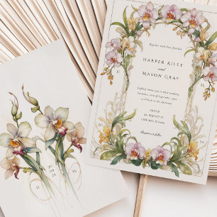 Invitation Elégant Mariage Art Nouveau orchidée