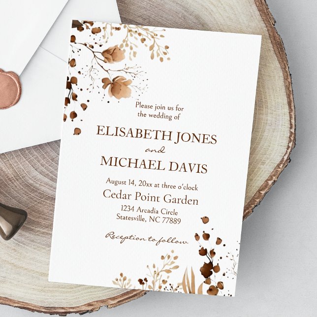 Invitation Élégant Mariage Automne | Automne Floral (Rustic floral wedding invitation: Embrace the boho vibe and celebrate your special day with flair.)