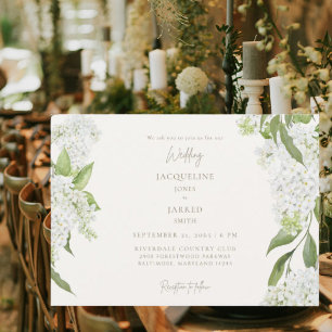 Invitation Élégant mariage aux hortensias blancs ivoire