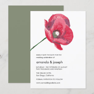 Invitation Élégant mariage avec le coquelet rouge Sauvegardez