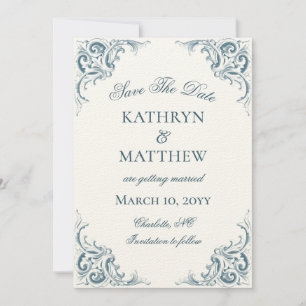 Invitation Élégant Mariage Baroque Décoratif Enregistrer La D
