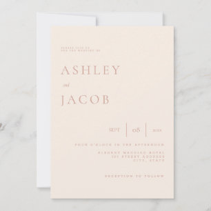Invitation Elégant Mariage beige simple et chic