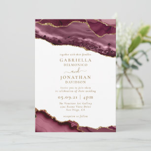 Invitation Élégant Mariage blanc d'âge or de Bourgogne