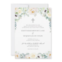 Élégant Mariage blanc floral catholique avec RSVP