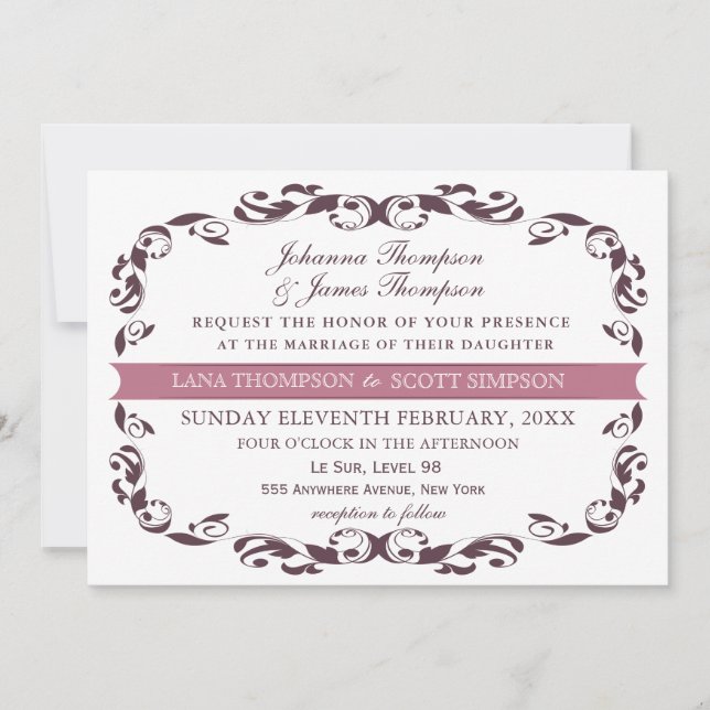 Invitation Élégant Mariage blanc Flugubre de style victorien (Devant)