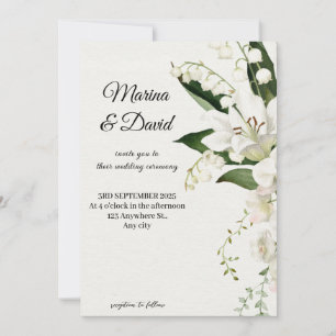 Invitation Élégant Mariage blanc Lily