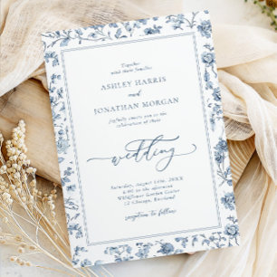 Invitation Élégant mariage bleu chinoiserie