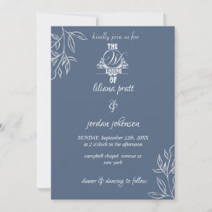 Invitation élégant mariage bleu Dusty moderne à l'invitation
