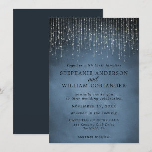 Invitation Élégant Mariage bleu marine