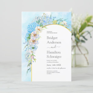 Invitation Élégant Mariage Blue Hydrangea