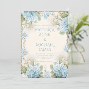 Invitation Élégant Mariage Blue Hydrangeas