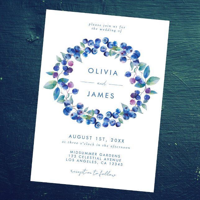 Invitation Élégant Mariage Blueberry (Créateur téléchargé)