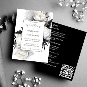 Invitation Élégant mariage bohème noir et blanc tout en un
