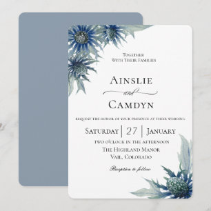 Invitation Élégant Mariage botanique de chardon bleu