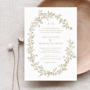 Invitation Élégant Mariage botanique de Gold Laurel Wreath fe