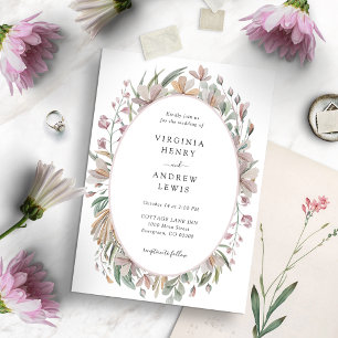 Invitation Élégant mariage botanique floral rose aquarelle