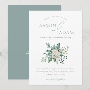 Invitation Élégant mariage botanique vert sauge