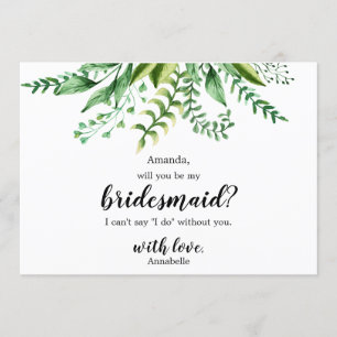 Invitation Élégant Mariage Botanique Vert Soyez Ma Demoiselle