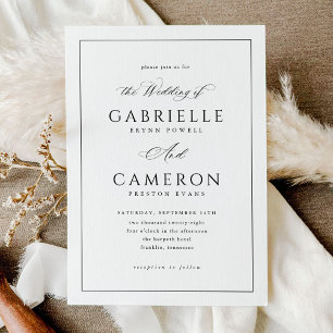Invitation Élégant mariage calligraphié noir et blanc