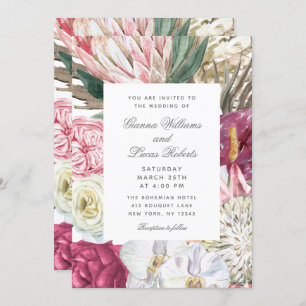 Invitation Elégant Mariage campagnard floral Boho aquarelle