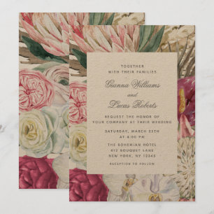 Invitation Elégant Mariage campagnard floral Boho aquarelle