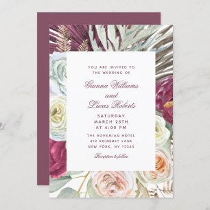 Invitation Elégant Mariage campagnard floral Boho aquarelle