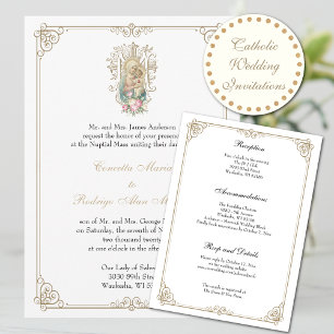 Invitation Élégant mariage catholique Marie & Jésus 