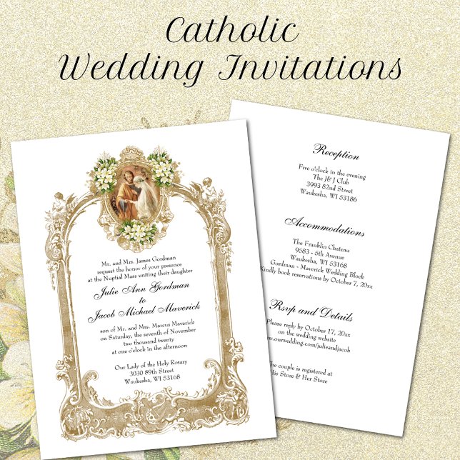 Invitation Élégant Mariage catholique traditionnel et récepti (Créateur téléchargé)