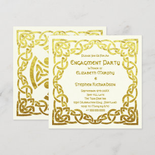 Invitation Élégant Mariage celtique Or   Partie d'engagement
