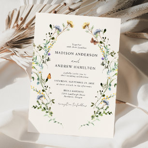 Invitation Élégant mariage champ de fleurs sauvages crème