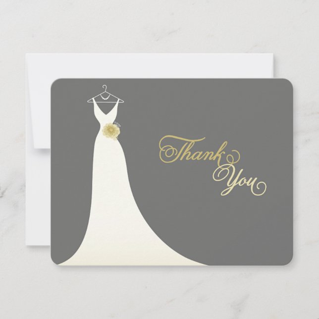 Invitation Élégant Mariage chic Gown Merci de Fête des mariée (Devant)