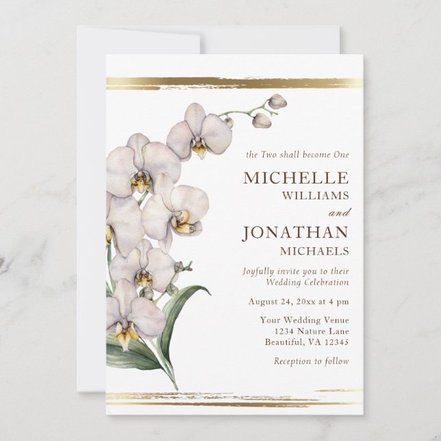Invitation Élégant Mariage chrétien de l'orchidée blanche (Devant)