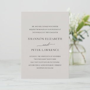 Invitation Élégant Mariage classique gris