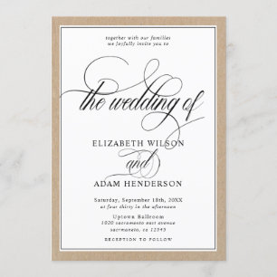 Invitation Élégant Mariage classique Kraft Texture