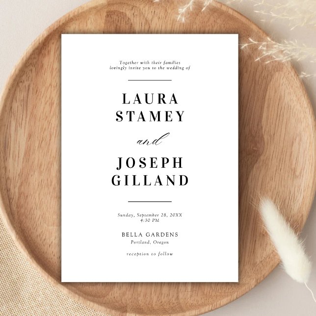 Invitation Élégant Mariage classique noir et blanc (Créateur téléchargé)