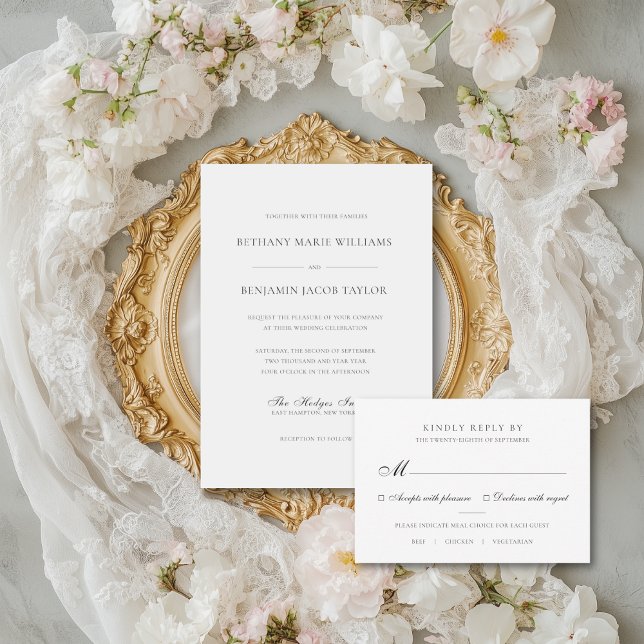 Invitation Élégant Mariage classique simple noir et blanc (This classic wedding invitation is all about elegance and would be perfect for a fine art wedding)