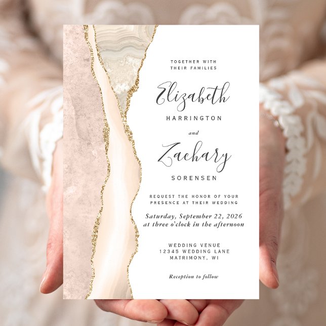 Invitation Élégant Mariage d'âge or ivoire (Créateur téléchargé)