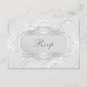 Invitation Elégant Mariage damassé Argent Rsvp