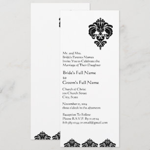 Invitation Élégant Mariage damassé Florale Noire
